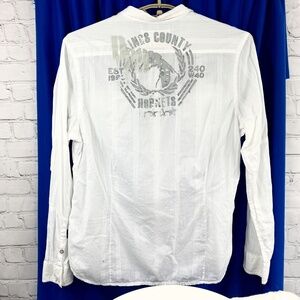 |•DKNY•| Spring Summer White Button Down Kings County Hornets Size Large